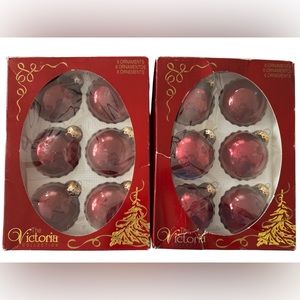 Rauch Industries 12 Red Glass Christmas Ornaments Victoria Collection Vintage US